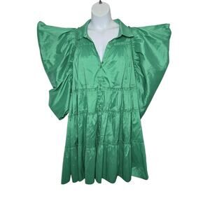 Love Highlight Green Puff Sleeve Babydoll Dress 3XL NWOT